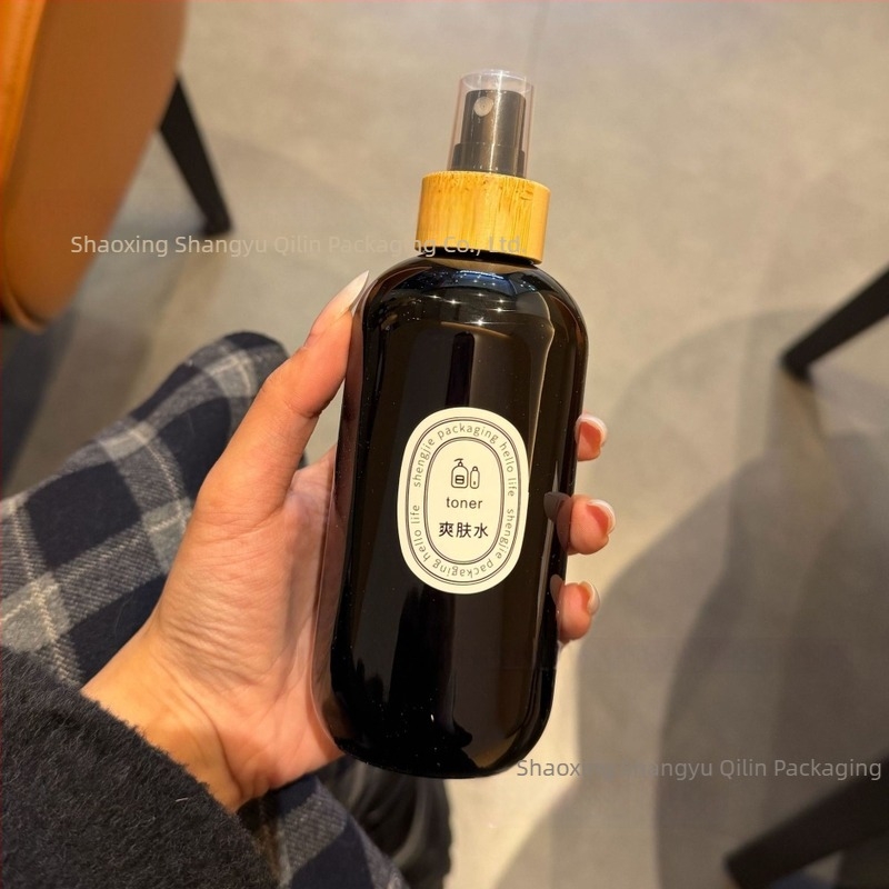 Fényvédett bambusz-fa spray üveg kozmetikai hidratáló permethez, több méretben – Starry Sky Gray és Gentleman Black színek