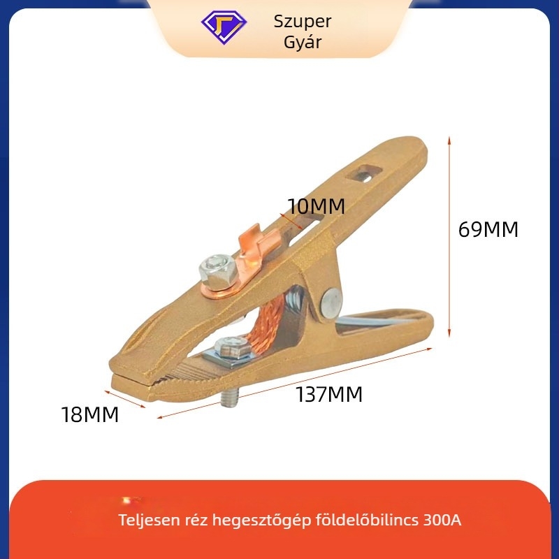 Tiszta réz A‑alakú földelő csipesz hegesztőgépekhez – másodlagos földelő csipesz, 500 A; 300–800 A teljes réz