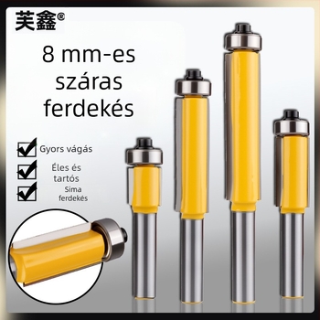 8 mm-es tengelyű vágó kés hosszabb csapággyal – kétélű egyenes marófa faipari felhasználásra, faragóeszköz wolfrám ötvözetből