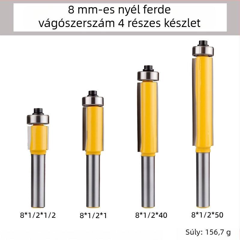 8 mm-es tengelyű vágó kés hosszabb csapággyal – kétélű egyenes marófa faipari felhasználásra, faragóeszköz wolfrám ötvözetből