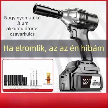 Multifunkcionális vezeték nélküli elektromos kulcs nagy nyomatékkal, újratölthető lítium akkumulátorral, otthoni használatra és állványozási munkákhoz.