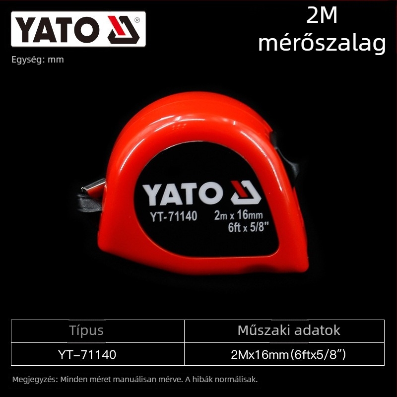 Yato mérőszalag, acél szalag, ipari kategória, 2–3–5–10 m, tokkal