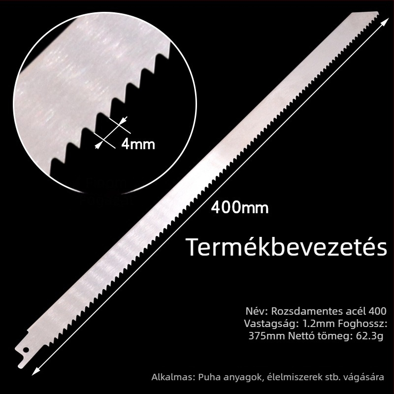 Hosszított hosszúságú fűrészlap fához, 400/500/580 mm, durva és finom fogazat.
