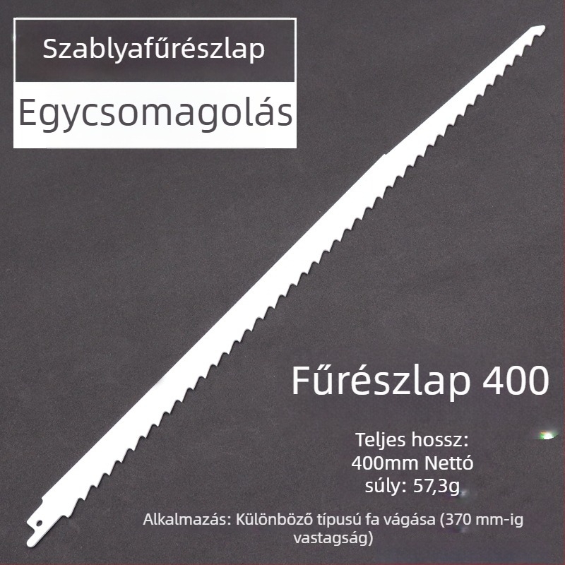 Hosszított hosszúságú fűrészlap fához, 400/500/580 mm, durva és finom fogazat.