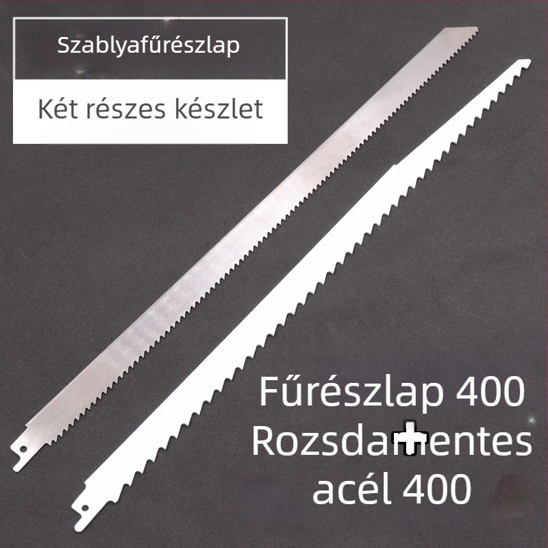 Hosszított hosszúságú fűrészlap fához, 400/500/580 mm, durva és finom fogazat.