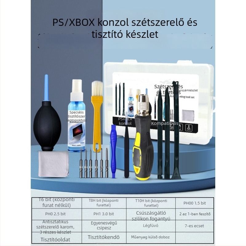 PS5 szétszerelési és pormentesítő eszköz – csavarhúzó PS4-hoz, Xbox 360-hoz és Xbox One-hoz, kontroller javítás