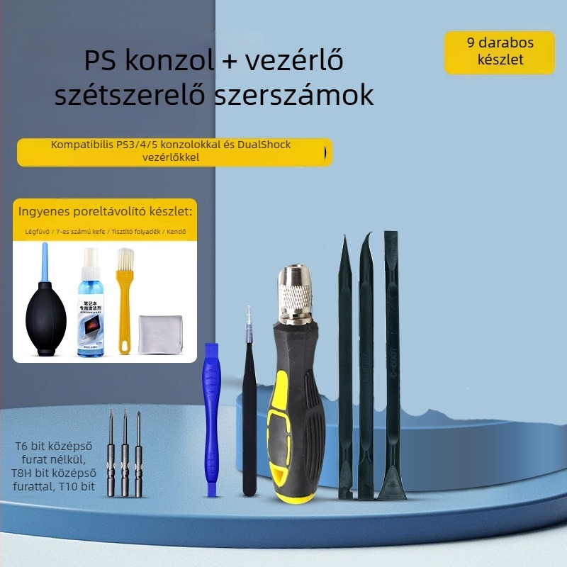 PS5 szétszerelési és pormentesítő eszköz – csavarhúzó PS4-hoz, Xbox 360-hoz és Xbox One-hoz, kontroller javítás