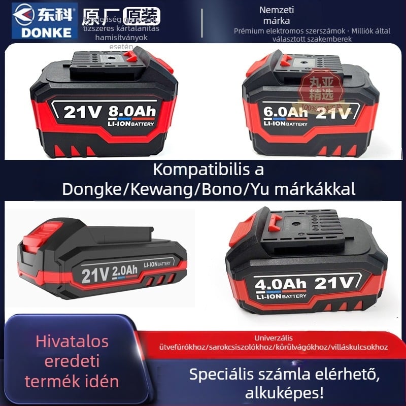 Dongke Li‑ion akkumulátoros töltő 88F108F elektromos szerszámokhoz: sarokcsiszoló (Angle Grinder), ütőfúró (Hammer Drill), körfűrész (Circular Saw), ütőcsavarhúzó (Impact Wrench) — gyors töltés