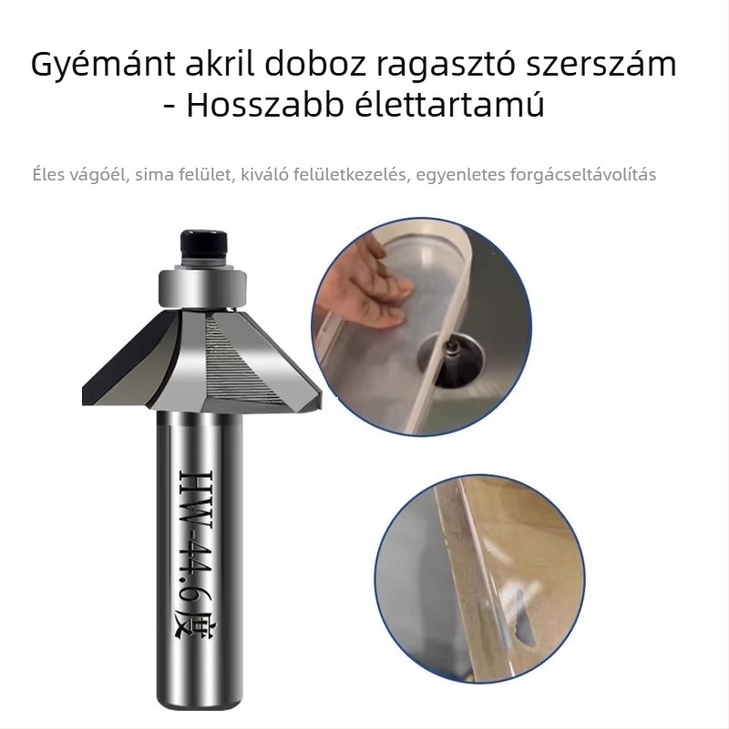 Gyémántos akril maró gravírozáshoz, 45°-os bevel és 44,6° szög