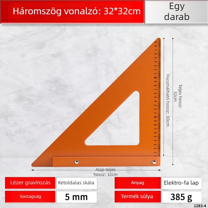Bakelit faipari háromszögvonalzó, nagy pontosságú szög- és derékszögmérő, nagy háromszöglemez