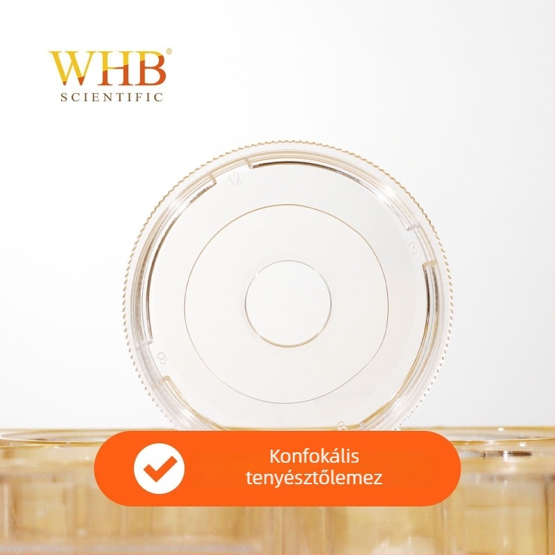 WHB konfokális kis tálca sejtekhez, átlátszó fekete, 6-üreges üveg aljzattal, TC-kezelés, enzimek nélkül, pirogén-mentes, sejtkultúra fogyóeszközök
