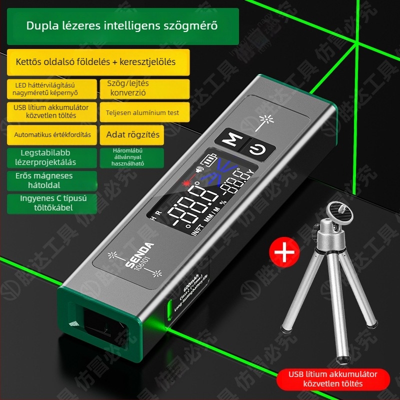 Shengda digitális dőlésmérő infravörös lézeres vízszintezővel – dőlés és szög mérő készülék