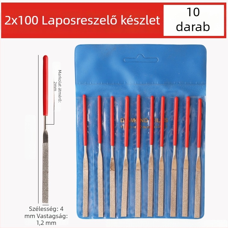 Letter Worker 10 darab mini reszelőkészlet elektroplátolt gyémánt reszelőkkel, 100 mm hosszú, különböző formák