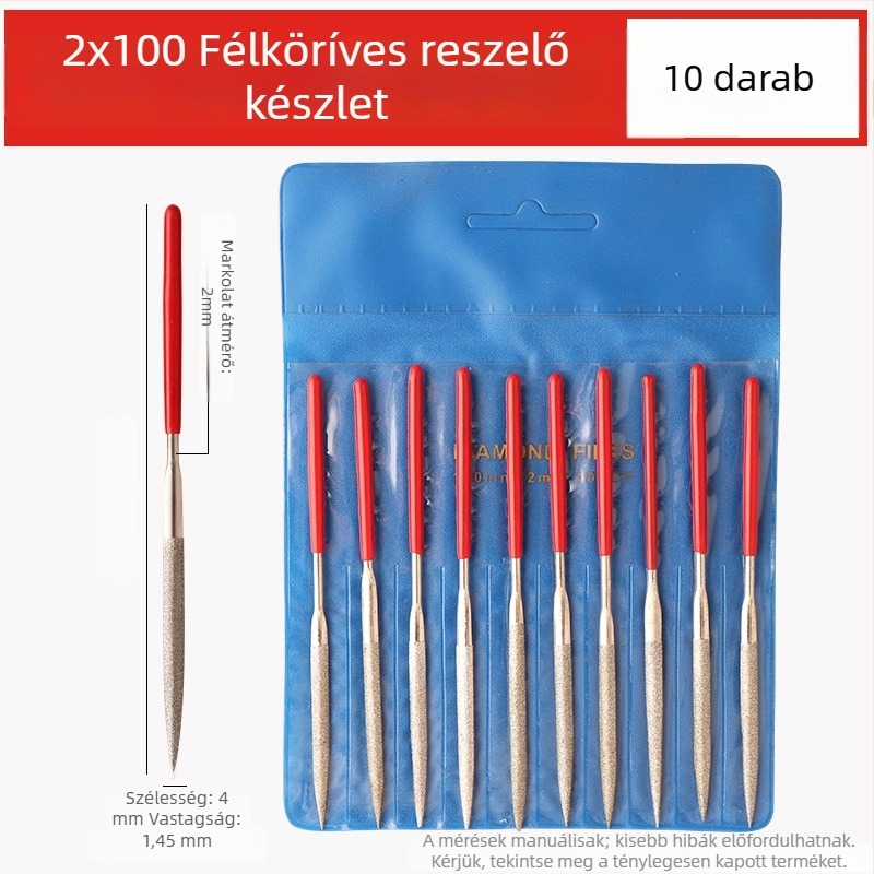 Letter Worker 10 darab mini reszelőkészlet elektroplátolt gyémánt reszelőkkel, 100 mm hosszú, különböző formák