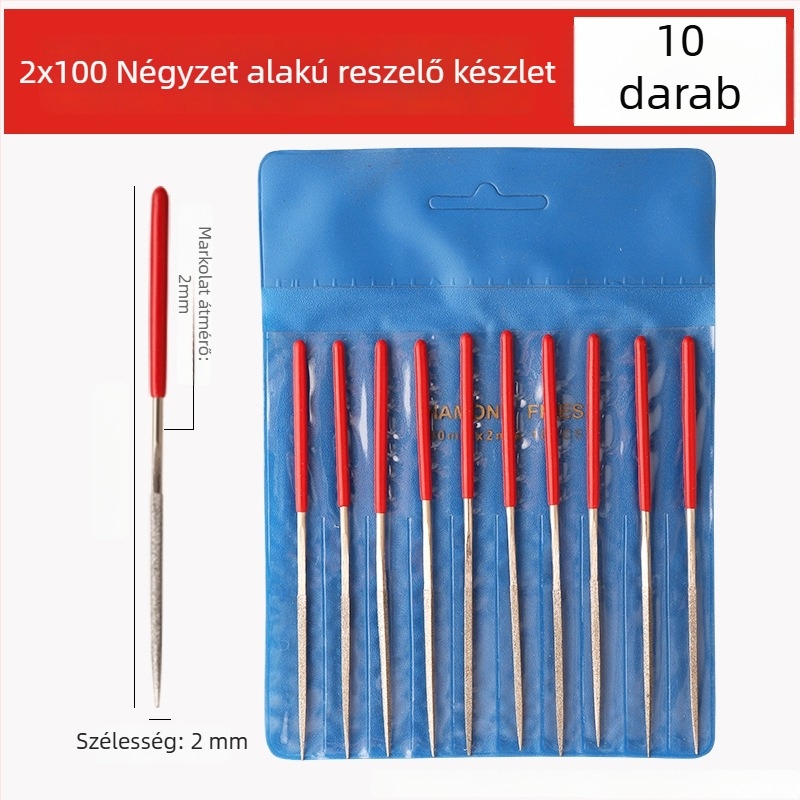 Letter Worker 10 darab mini reszelőkészlet elektroplátolt gyémánt reszelőkkel, 100 mm hosszú, különböző formák