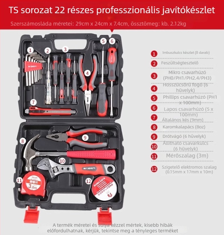 Delixi Háztartási szerszámtáska – többfunkciós javítási és asztalos készlet járművekhez (szétszerelési eszközök)