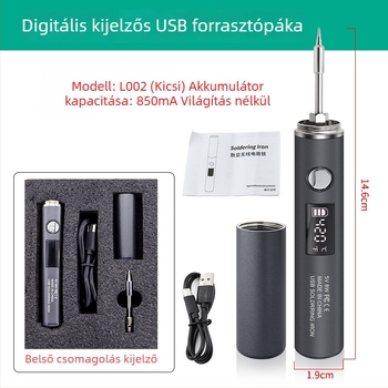 Hordozható, vezeték nélküli USB forrasztóvas digitális kijelzővel és öt szintű beállítással, kompakt otthoni használatra