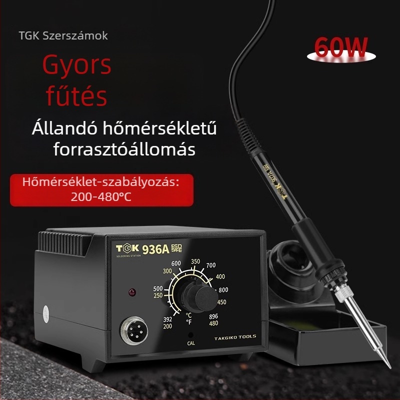 TGK 936A állandó hőmérsékletű forrasztóállomás, állítható hőmérséklettel mobiltelefon-javításhoz; tartozék: 936B forrasztópisztoly, 60W