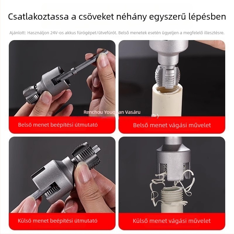 PPR csőmenet-készítő eszköz – belső és külső menethez, 4/6 hüvelyk és 1 hüvelyk csövekhez