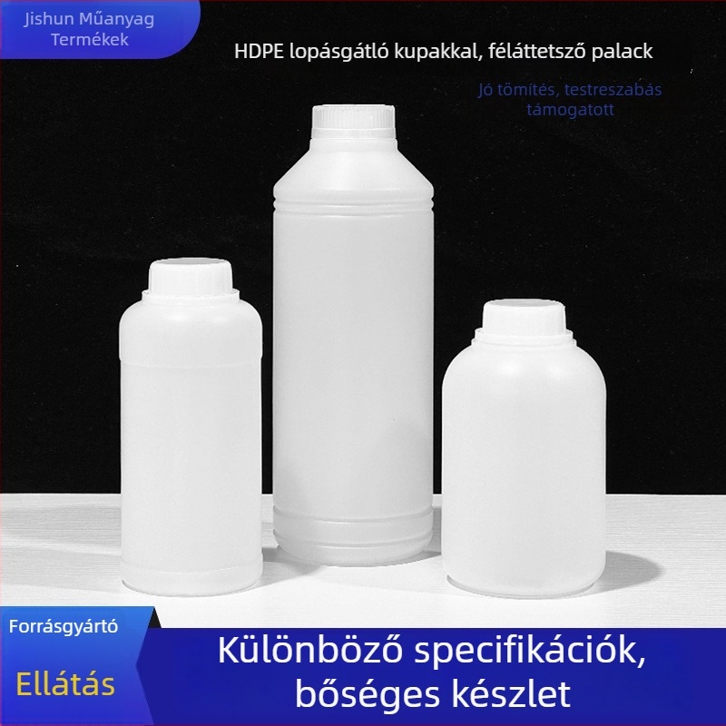 HDPE műanyag kerek ragasztóflakon fedéllel és belső dugóval, zárt adagolóflakon folyadékokhoz