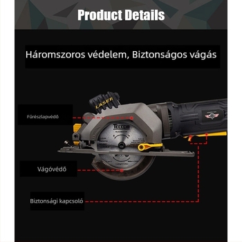 Mini elektromos körfűrész faipari felhasználásra, 3 hüvelykes, hordozható, háztartási célú, többfunkciós, dönthető vágási funkcióval