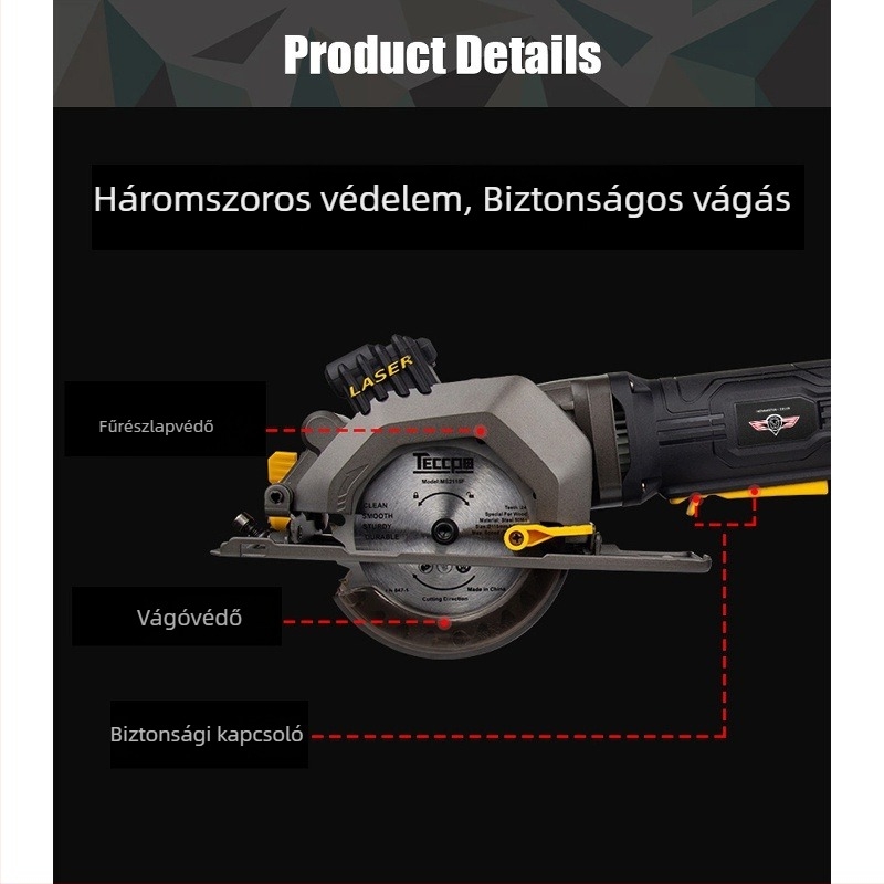 Mini elektromos körfűrész faipari felhasználásra, 3 hüvelykes, hordozható, háztartási célú, többfunkciós, dönthető vágási funkcióval