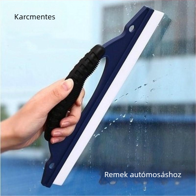 Kék D-formájú szilikon autóüveg-szárító kaparó, T-alakú éllel mosáshoz és tisztításhoz