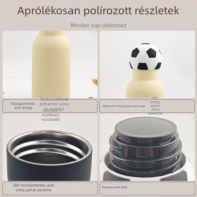 304 rozsdamentes acél sportpalack gömb alakú fedéllel, fogantyúval, nagy kapacitás, testreszabható gravírozás, modern minimalist termosz