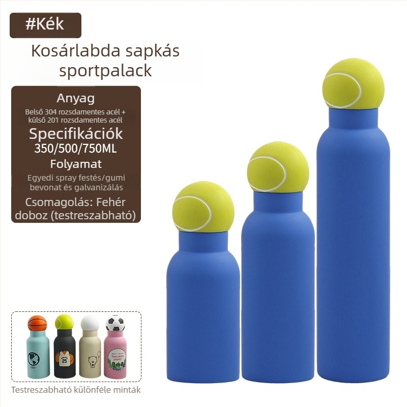 304 rozsdamentes acél sportpalack gömb alakú fedéllel, fogantyúval, nagy kapacitás, testreszabható gravírozás, modern minimalist termosz