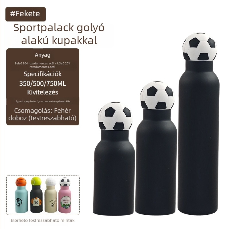 304 rozsdamentes acél sportpalack gömb alakú fedéllel, fogantyúval, nagy kapacitás, testreszabható gravírozás, modern minimalist termosz