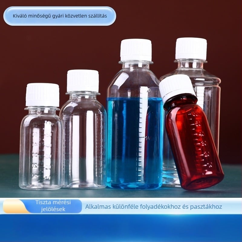 50-500 ml PET borostyán reagensüveg, átlátszó műanyag adagoló palack