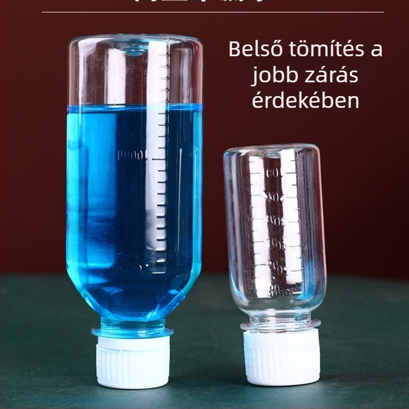 50-500 ml PET borostyán reagensüveg, átlátszó műanyag adagoló palack