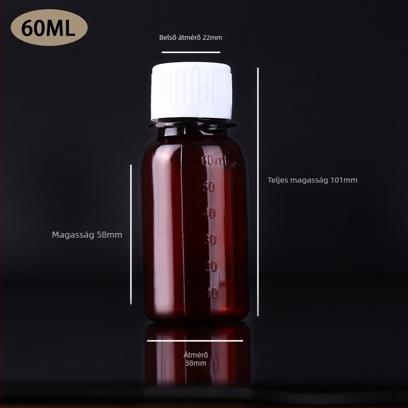 50-500 ml PET borostyán reagensüveg, átlátszó műanyag adagoló palack