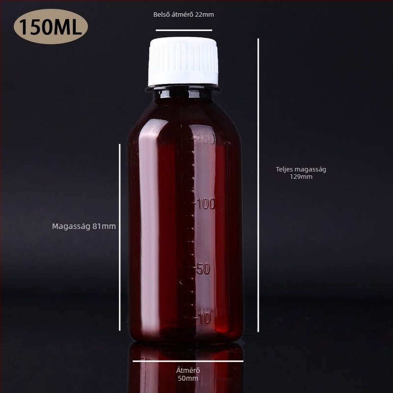 50-500 ml PET borostyán reagensüveg, átlátszó műanyag adagoló palack