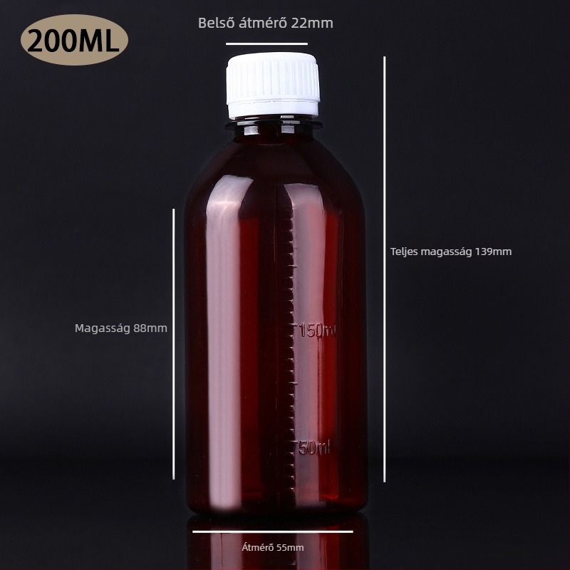 50-500 ml PET borostyán reagensüveg, átlátszó műanyag adagoló palack
