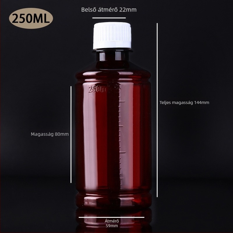 50-500 ml PET borostyán reagensüveg, átlátszó műanyag adagoló palack