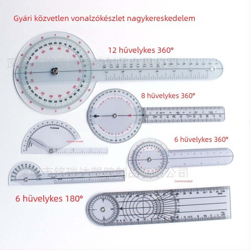 Orvosi mérőeszköz készlet: 6‑részes és 3‑részes szögmérőkkel, 6/8/12 hüvelykes csont‑ és ujjmérő