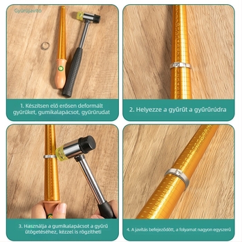 Gyűrűméret-mérő eszköz, ujjmérővel és gyűrűtágító rúddal