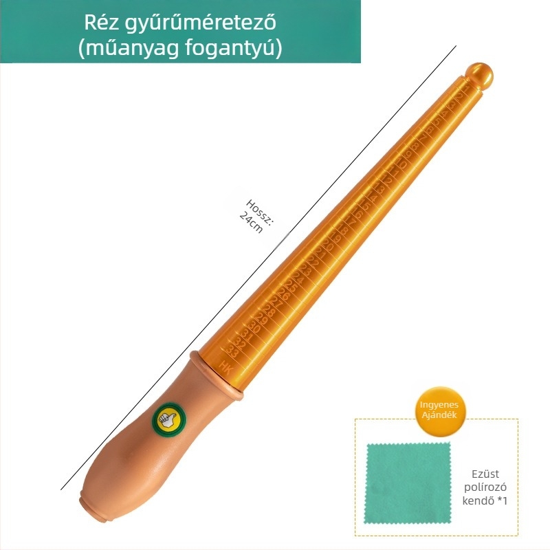 Gyűrűméret-mérő eszköz, ujjmérővel és gyűrűtágító rúddal