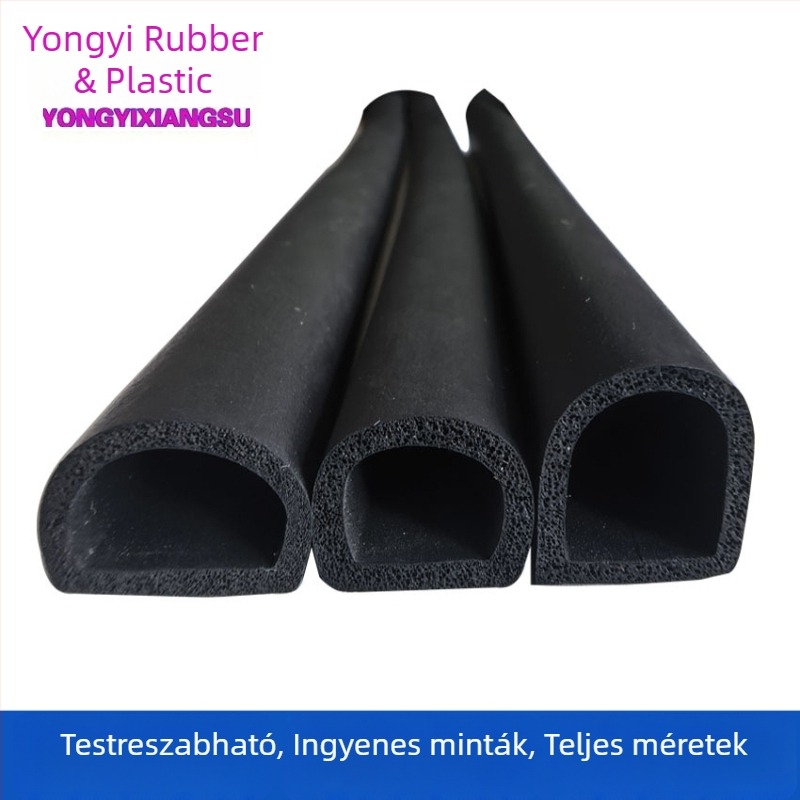 EPDM habos tömítő, nagy D-formájú profil, szekrényekhez, 15×16, üreges félkör, öntapadó