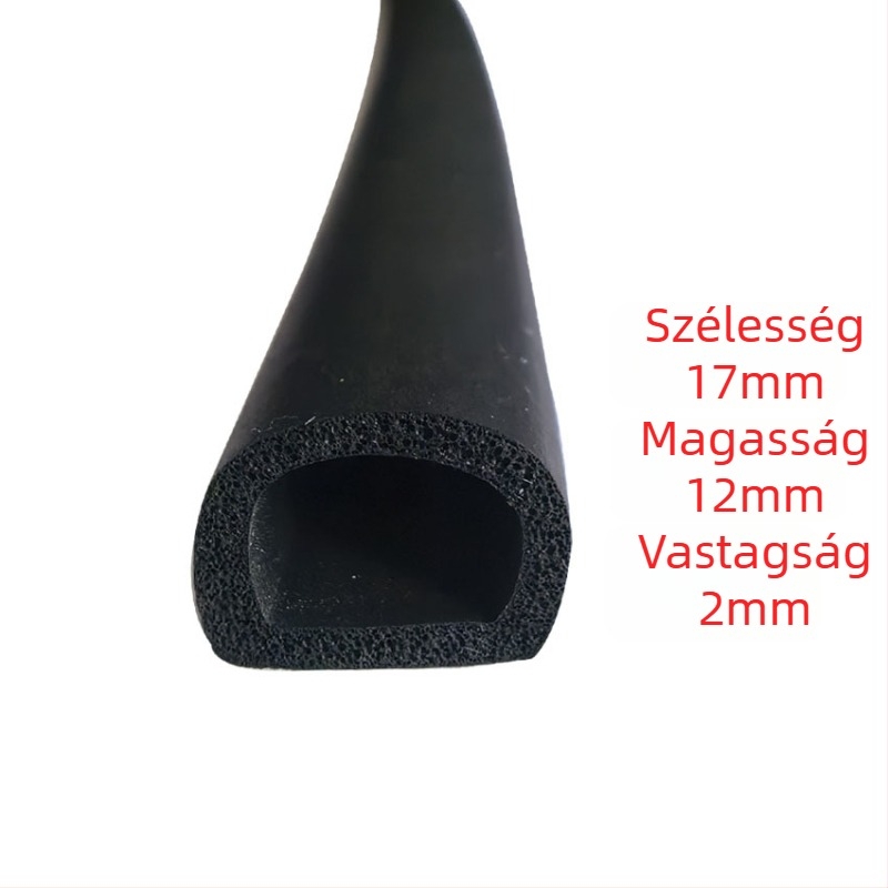 EPDM habos tömítő, nagy D-formájú profil, szekrényekhez, 15×16, üreges félkör, öntapadó
