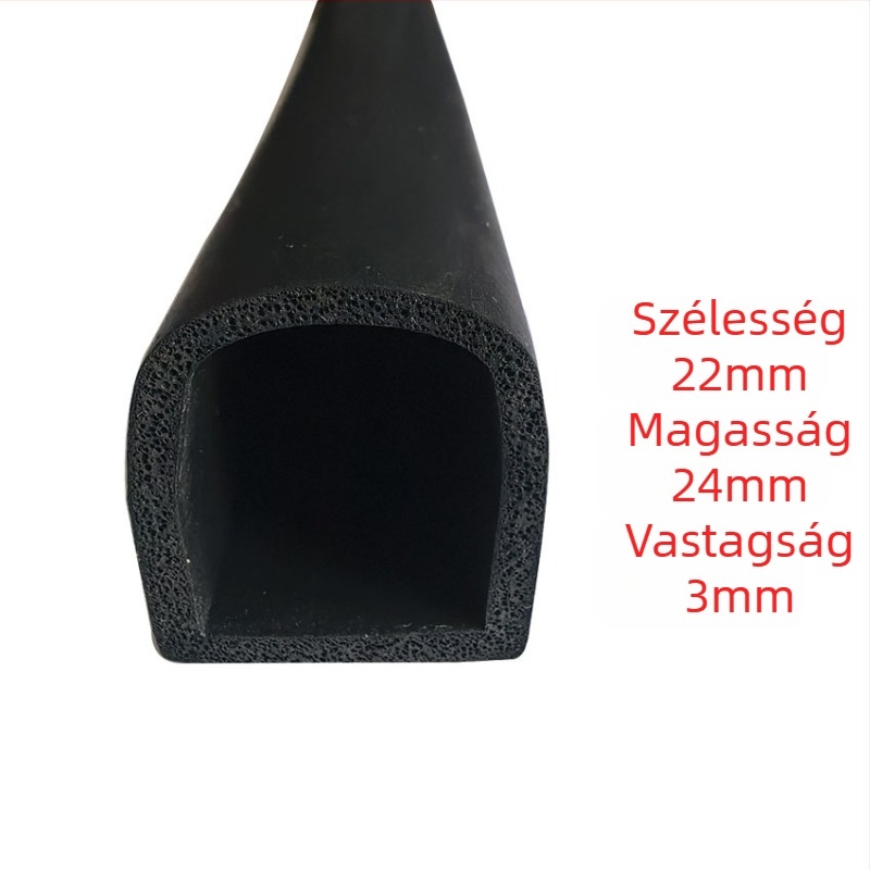 EPDM habos tömítő, nagy D-formájú profil, szekrényekhez, 15×16, üreges félkör, öntapadó