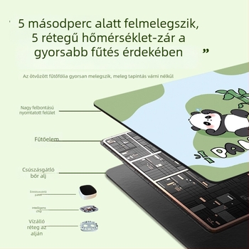 Panda fűtőpad egérpad – óriási asztali matrac számítógéphez, irodához és játékokhoz, méretek 60×30 cm, 80×30 cm vagy 90×40 cm