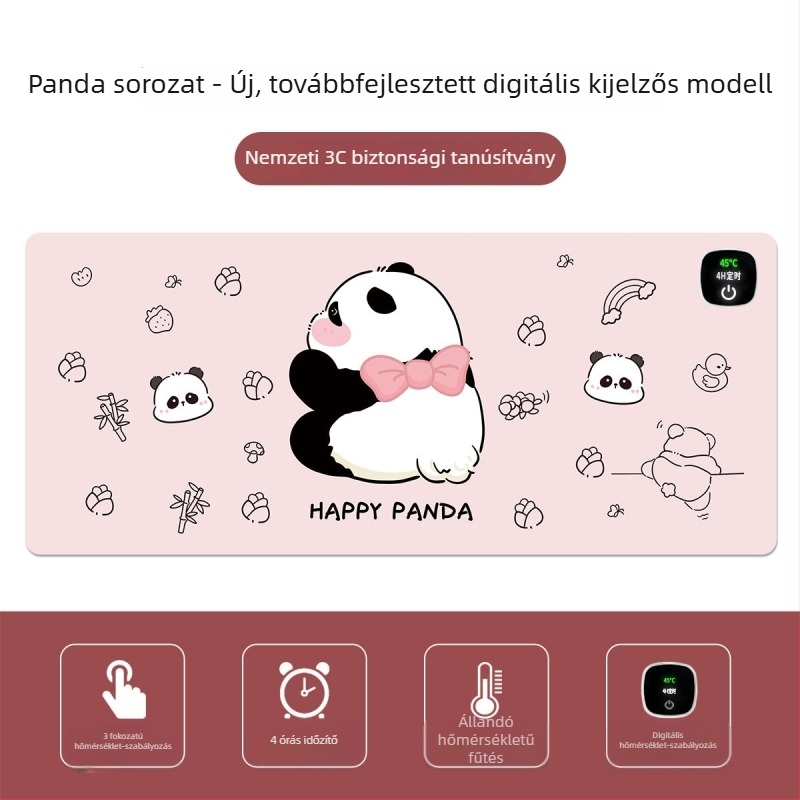 Panda fűtőpad egérpad – óriási asztali matrac számítógéphez, irodához és játékokhoz, méretek 60×30 cm, 80×30 cm vagy 90×40 cm