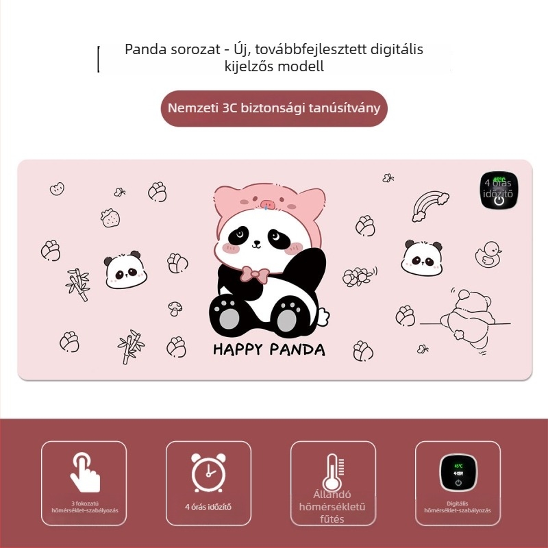 Panda fűtőpad egérpad – óriási asztali matrac számítógéphez, irodához és játékokhoz, méretek 60×30 cm, 80×30 cm vagy 90×40 cm