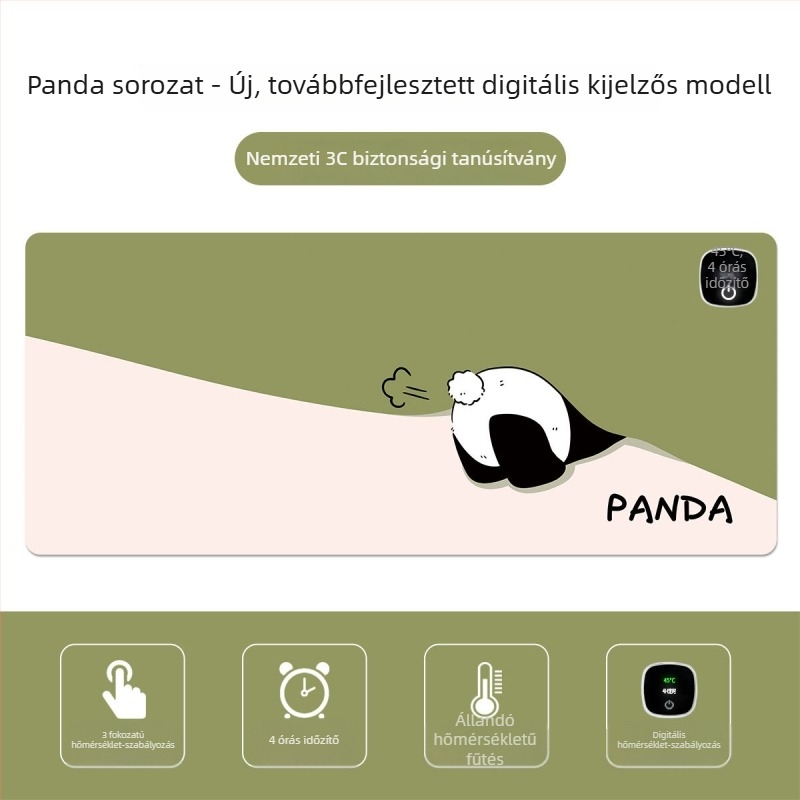 Panda fűtőpad egérpad – óriási asztali matrac számítógéphez, irodához és játékokhoz, méretek 60×30 cm, 80×30 cm vagy 90×40 cm