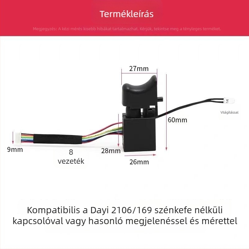 Szénkefe nélküli kapcsoló ütvecsavarra, 8- vagy 9-vezetékes, univerzális típus, új modell
