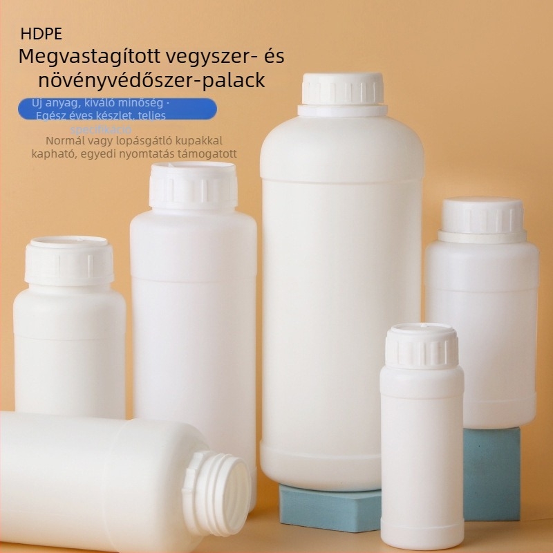 Fehér HDPE műanyag üveg 250–1000 ml növényvédő szerhez, vegyi anyagokhoz és reagensekhez