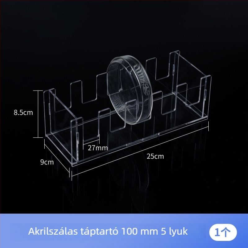 Plexi Petri tálca tartó, 5/10 darabos készlet, függőleges elrendezés, 60/90/100/120/150 mm-es Petri tálcákhoz.