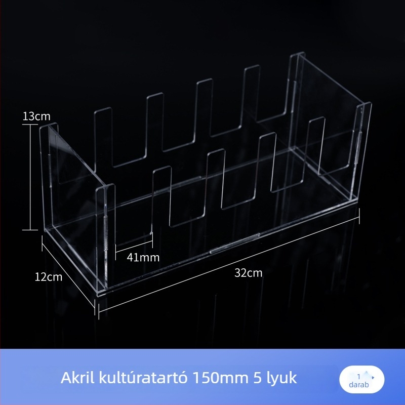 Plexi Petri tálca tartó, 5/10 darabos készlet, függőleges elrendezés, 60/90/100/120/150 mm-es Petri tálcákhoz.